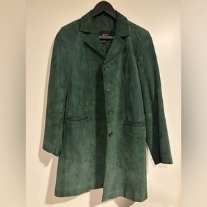 Vintage Green Genuine Leather Coat